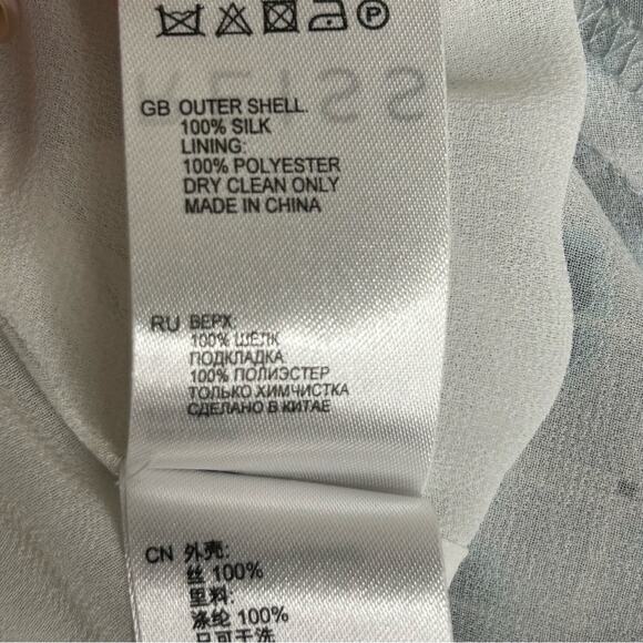 Reiss Giselle Watercolor Three-Quarter Sleeve Blue Geo Print Silk Dress Size 4 - Picture 15 of 15